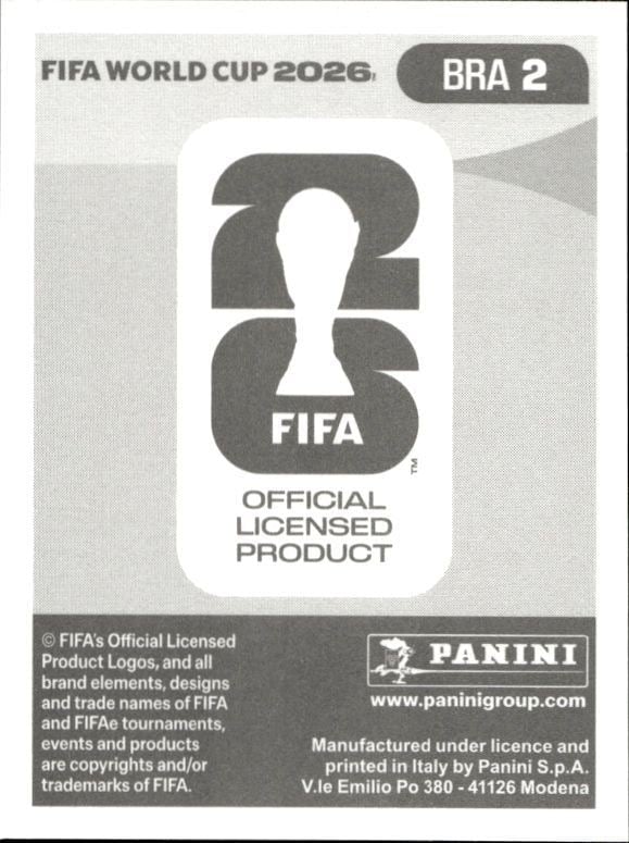 2026 Panini Fifa World Cup Alisson #BRA 2 soccer trading card back