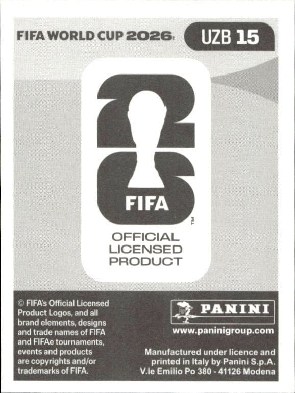 2026 Panini Fifa World Cup Khojimat Erkinov #UZB 15 soccer trading card back