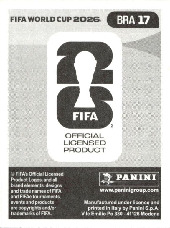 2026 Panini Fifa World Cup Matheus Cunha #BRA 17 soccer trading card back