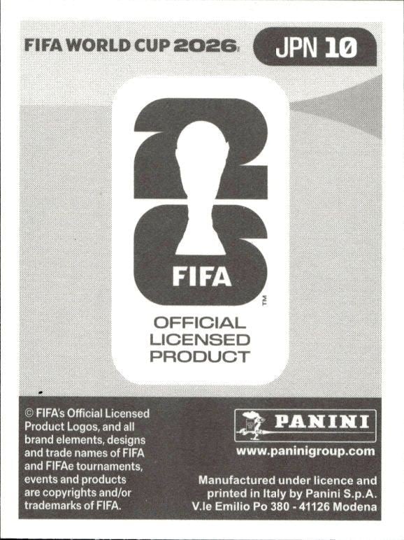 2026 Panini Fifa World Cup Junya Ito #JPN 10 soccer trading card back