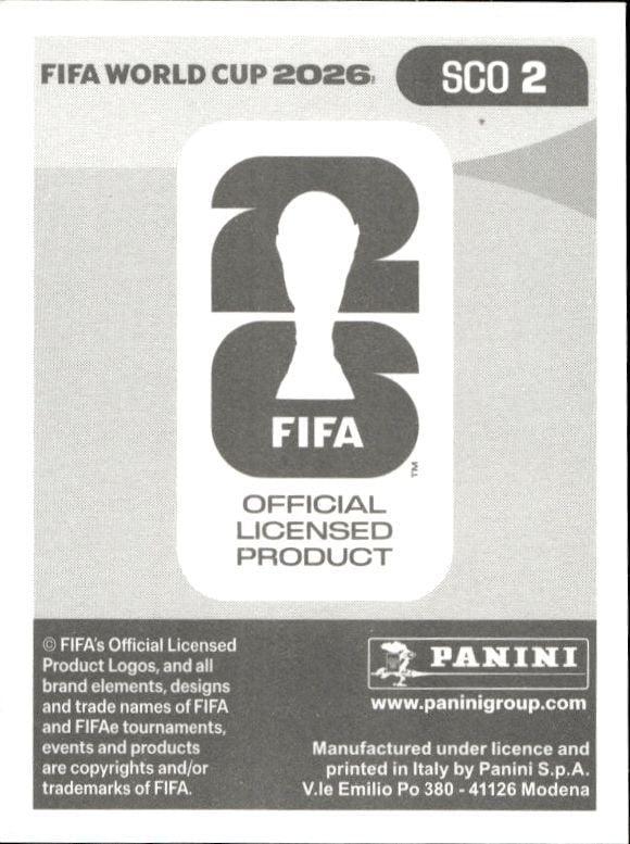 2026 Panini Fifa World Cup Angus Gunn #SCO 2 soccer trading card back