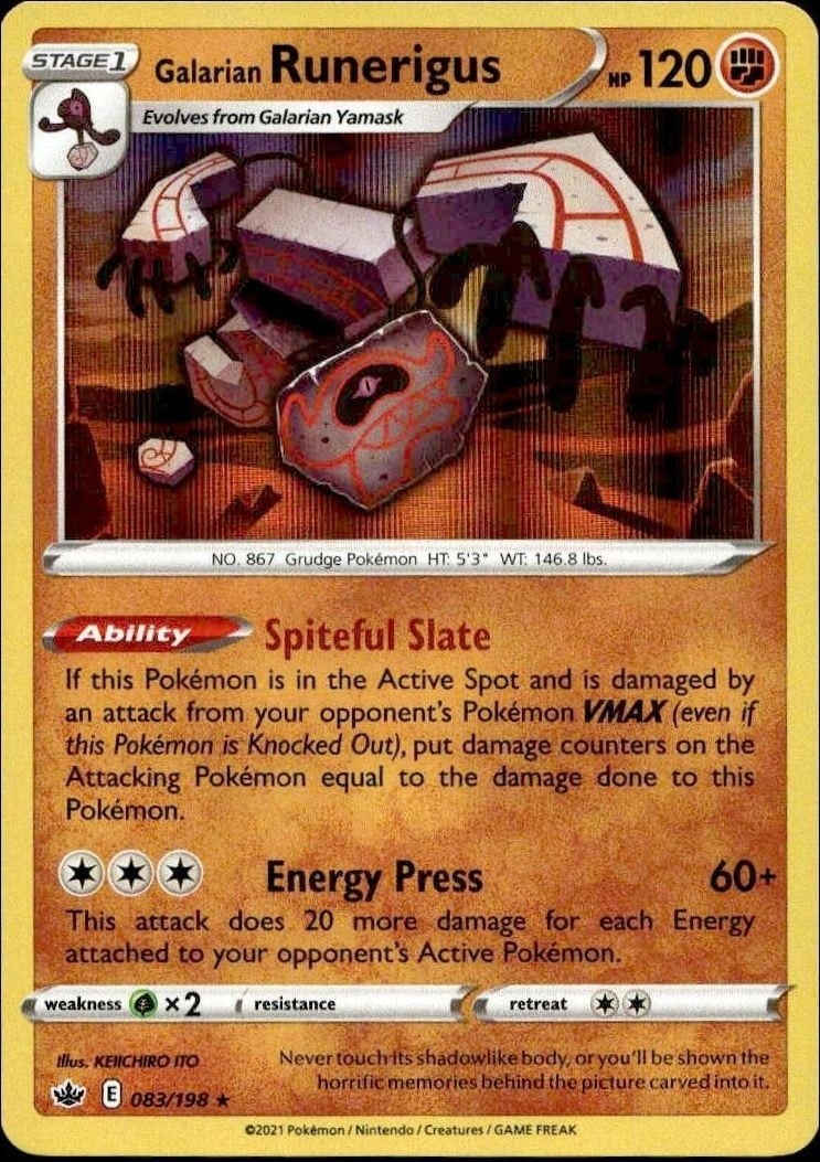 Galarian Runerigus 2021 Pokémon Scarlet & Violet #083/198 Pokémon Card - Front 2021 Pokémon Scarlet & Violet Galarian Runerigus #083/198 Pokémon card front