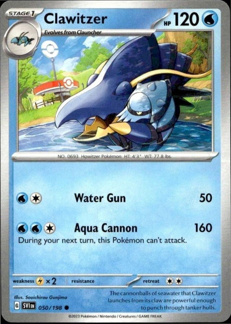 2023 Pokémon Scarlet & Violet Clawitzer #050/198 trading card