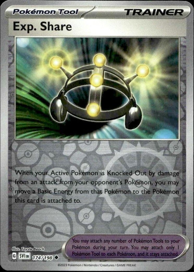 Exp. Share 2023 Pokémon Scarlet & Violet #174/198 Pokémon Card - Front 2023 Pokémon Scarlet & Violet Exp. Share #174/198 Pokémon card front