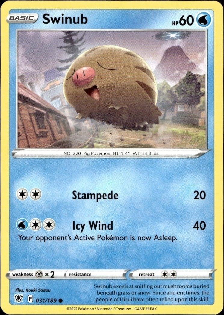 Swinub 2022 Pokémon Astral Radiance #31 Pokémon Card - Front 2022 Pokémon Astral Radiance Swinub #31 Pokémon card front