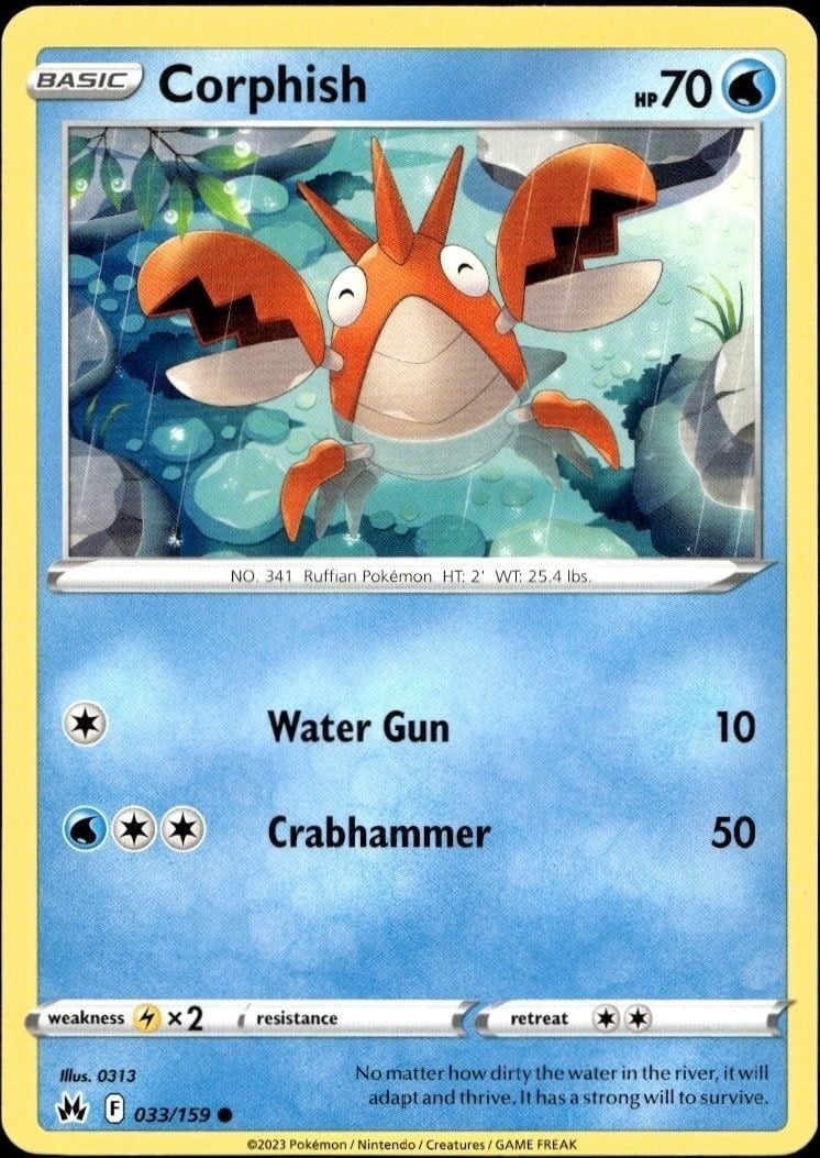 2023 Pokémon Crown Zenith Corphish #033/159 trading card