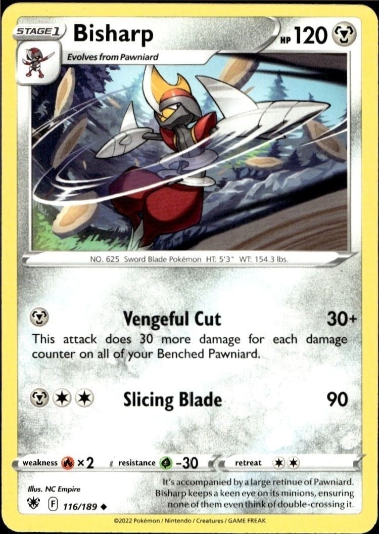 Bisharp 2022 Pokémon Astral Radiance #116/189 Pokémon Card - Front 2022 Pokémon Astral Radiance Bisharp #116/189 Pokémon card front