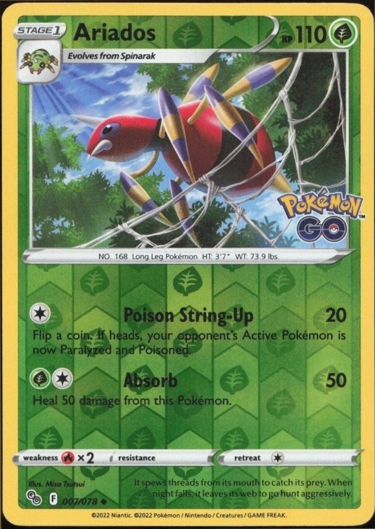 2022 Pokémon Pokémon GO Ariados #007/078 trading card