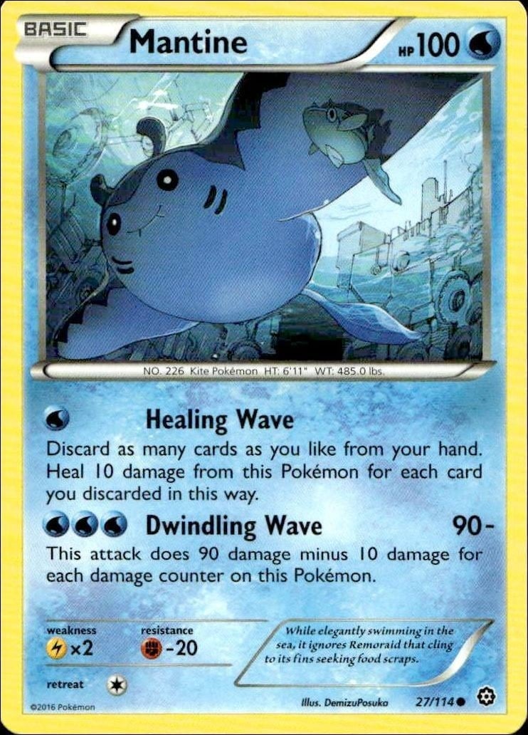 2016 Pokémon Steam Siege Mantine #027/114 trading card