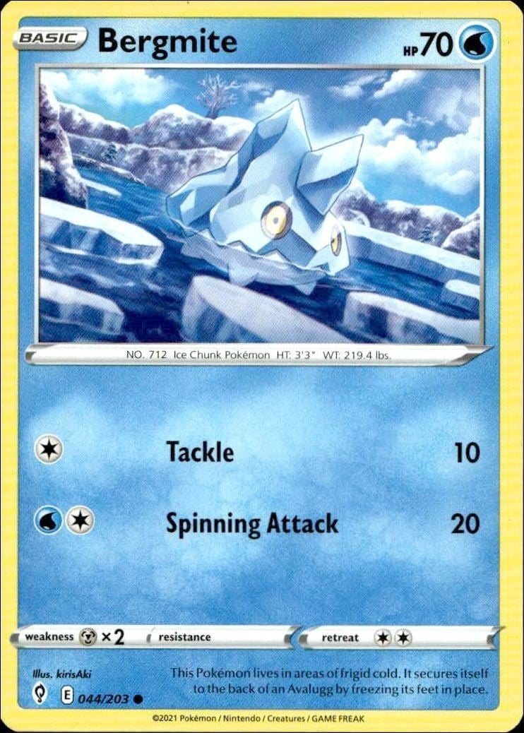 2021 Pokémon Evolving Skies Bergmite #044/203 trading card