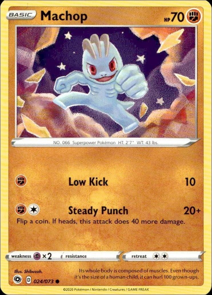 2020 Pokémon Champion's Path Machop #024/073 trading card