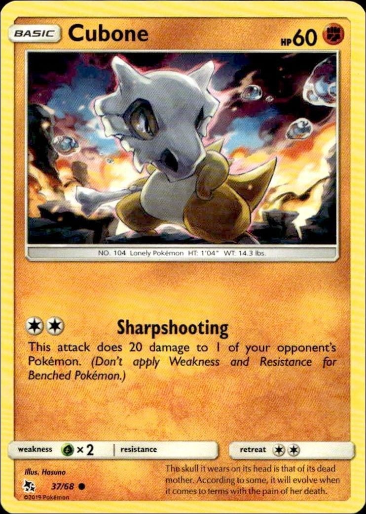 2019 Pokémon Hidden Fates Cubone #37/68 trading card