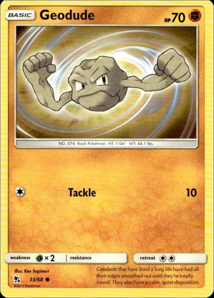 2019 Pokémon Hidden Fates Geodude #33/68 trading card