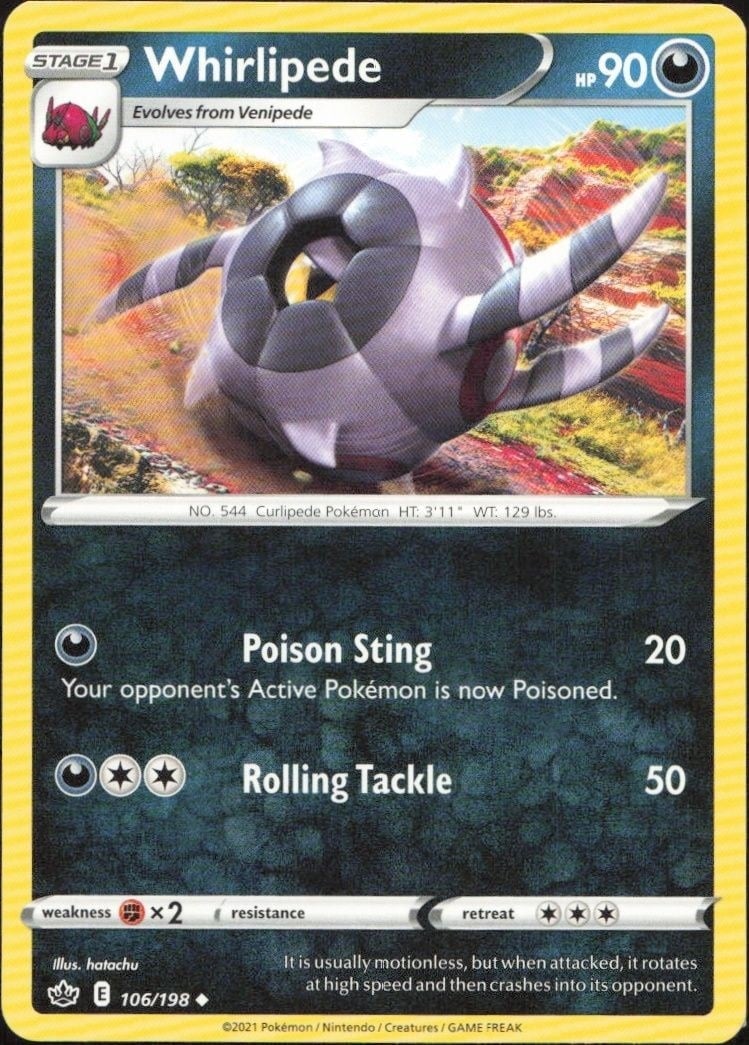 2021 Pokémon Chilling Reign Whirlipede #106/198 trading card