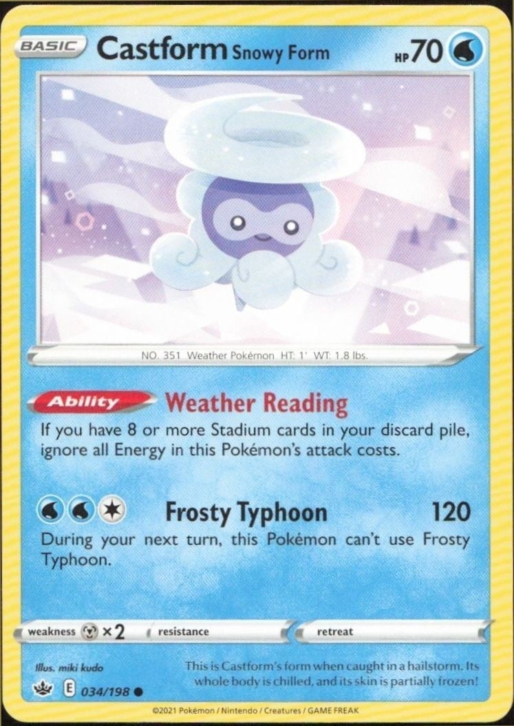 2021 Pokémon Chilling Reign Castform Snowy Form #034/198 trading card
