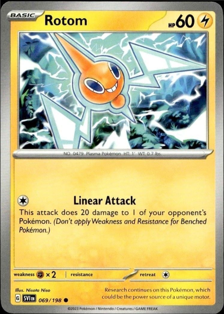 Rotom 2023 Pokémon Scarlet & Violet #069/198 Pokémon Card - Front 2023 Pokémon Scarlet & Violet Rotom #069/198 Pokémon card front