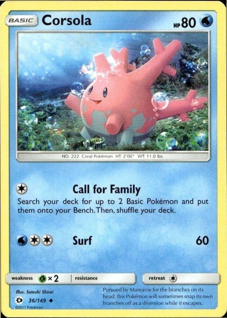 2017 Pokémon Sun & Moon Corsola #036/149 trading card