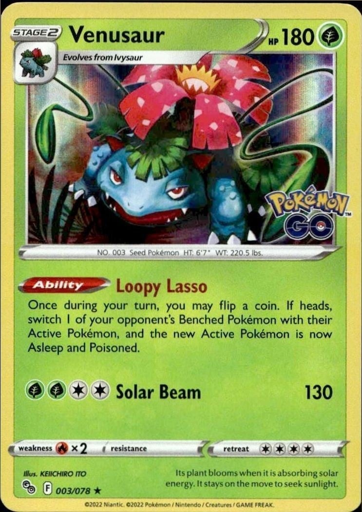 2022 Pokémon Pokémon GO Venusaur #003/078 trading card