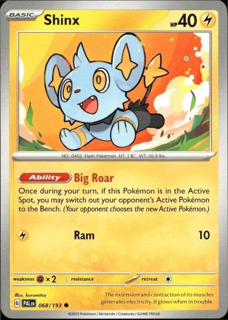 Shinx 2023 Pokémon Paldea Evolved #068/193 Pokémon Card - Front 2023 Pokémon Paldea Evolved Shinx #068/193 Pokémon card front