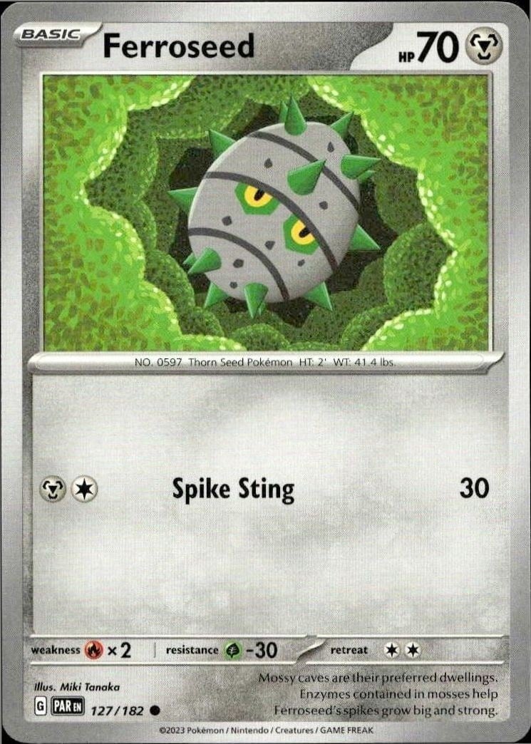 2023 Pokémon Paradox Rift Ferroseed #127/182 trading card