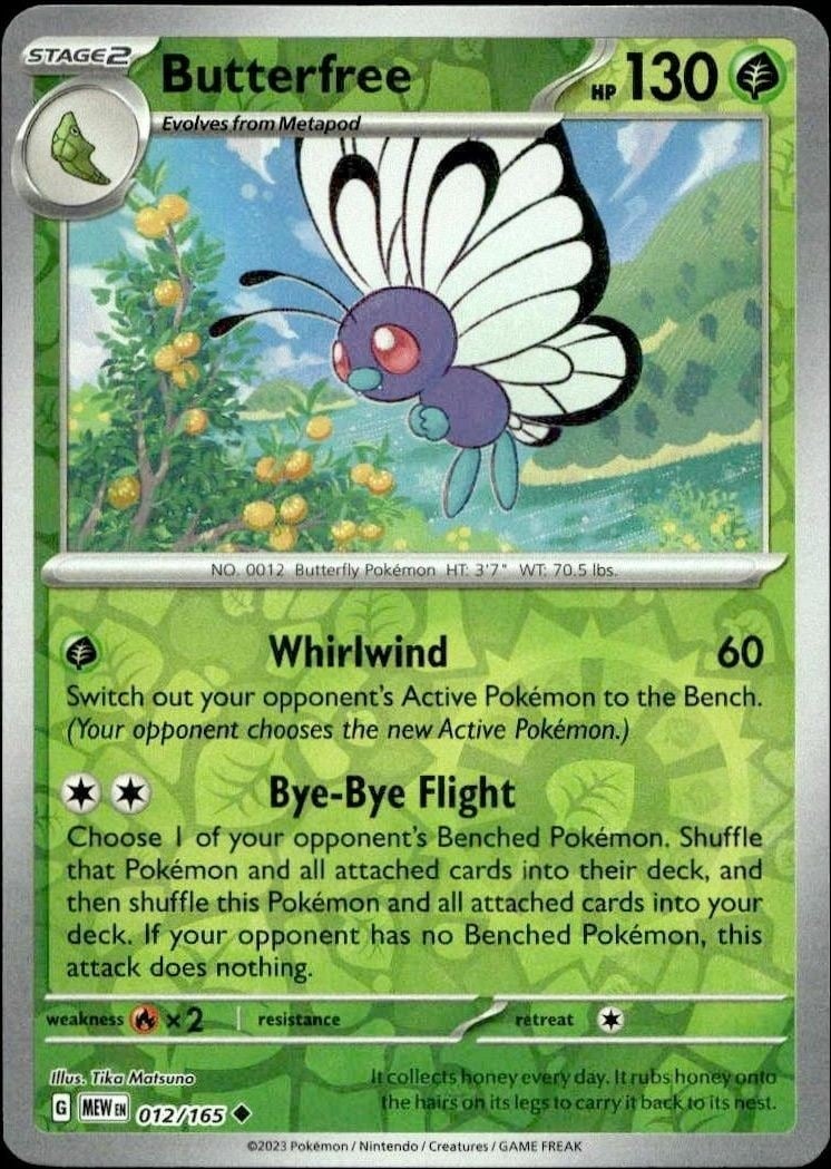2023 Pokémon 151 Butterfree #012/165 trading card