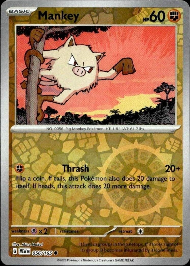 2023 Pokémon 151 Mankey #056/165 trading card