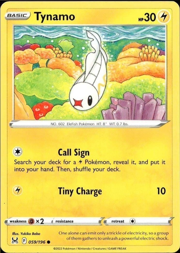 2022 Pokémon Lost Origin Tynamo #059/196 trading card