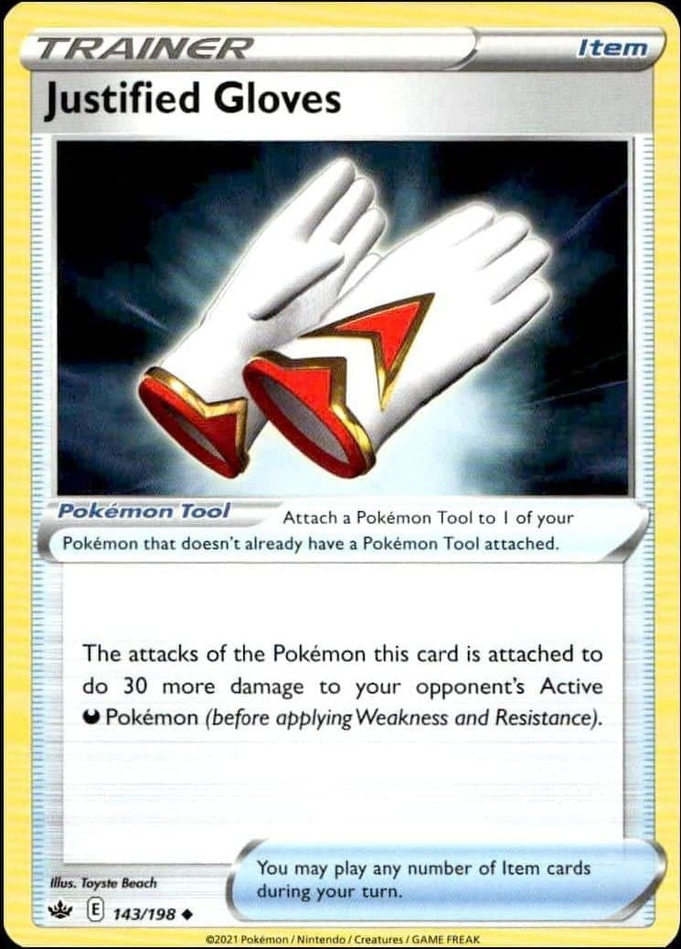 2021 Pokémon Chilling Reign Justified Gloves #143/198 trading card