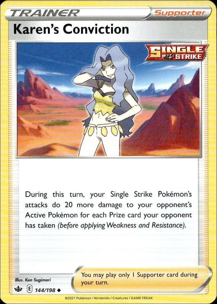 2021 Pokémon Chilling Reign Karen's Conviction #144/198 trading card
