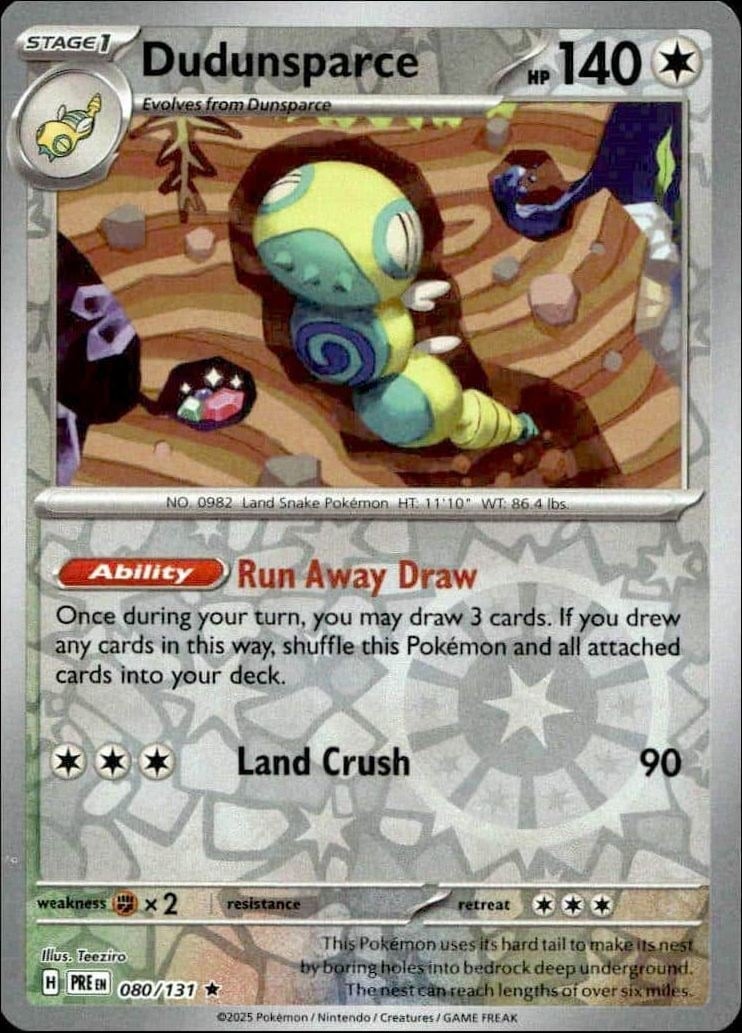 2025 Pokémon Prismatic Evolutions Dudunsparce #080/131 trading card