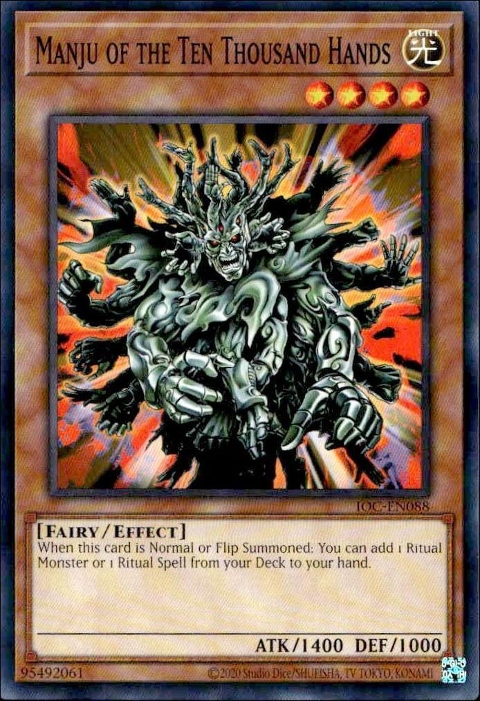 2023 Yu-Gi-Oh Invasion of Chaos Manju of the Ten Thousand Hands #IOC-EN088 trading card
