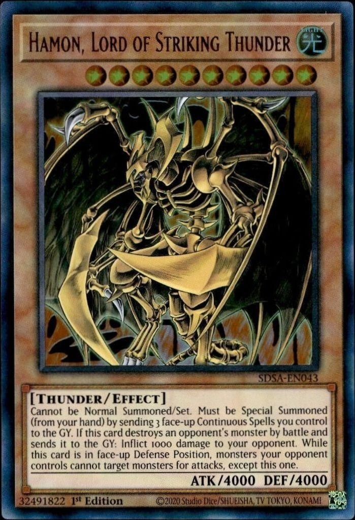 2020-21 Yu-Gi-Oh! Structure Deck: Sacred Beasts Hamon, Lord Of Striking Thunder #SDSA-EN043 Yu-Gi-Oh! card front