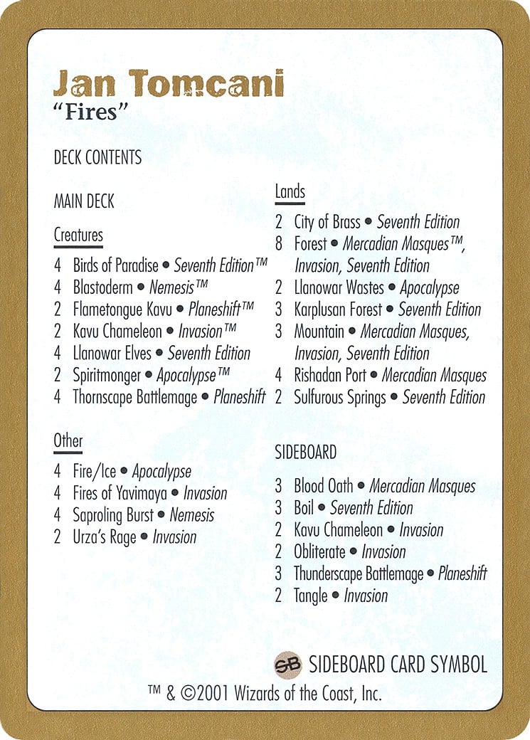 Jan Tomcani Decklist - Image 1