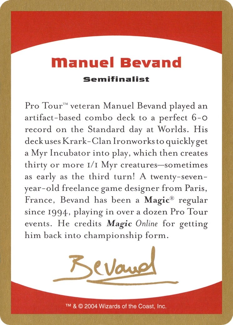 Manuel Bevand Bio - Image 1