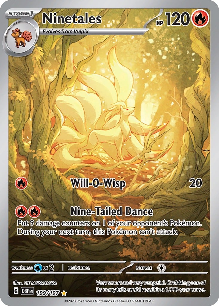 2022 Pokémon Obsidian Flames Ninetales #199/197 Pokémon card front