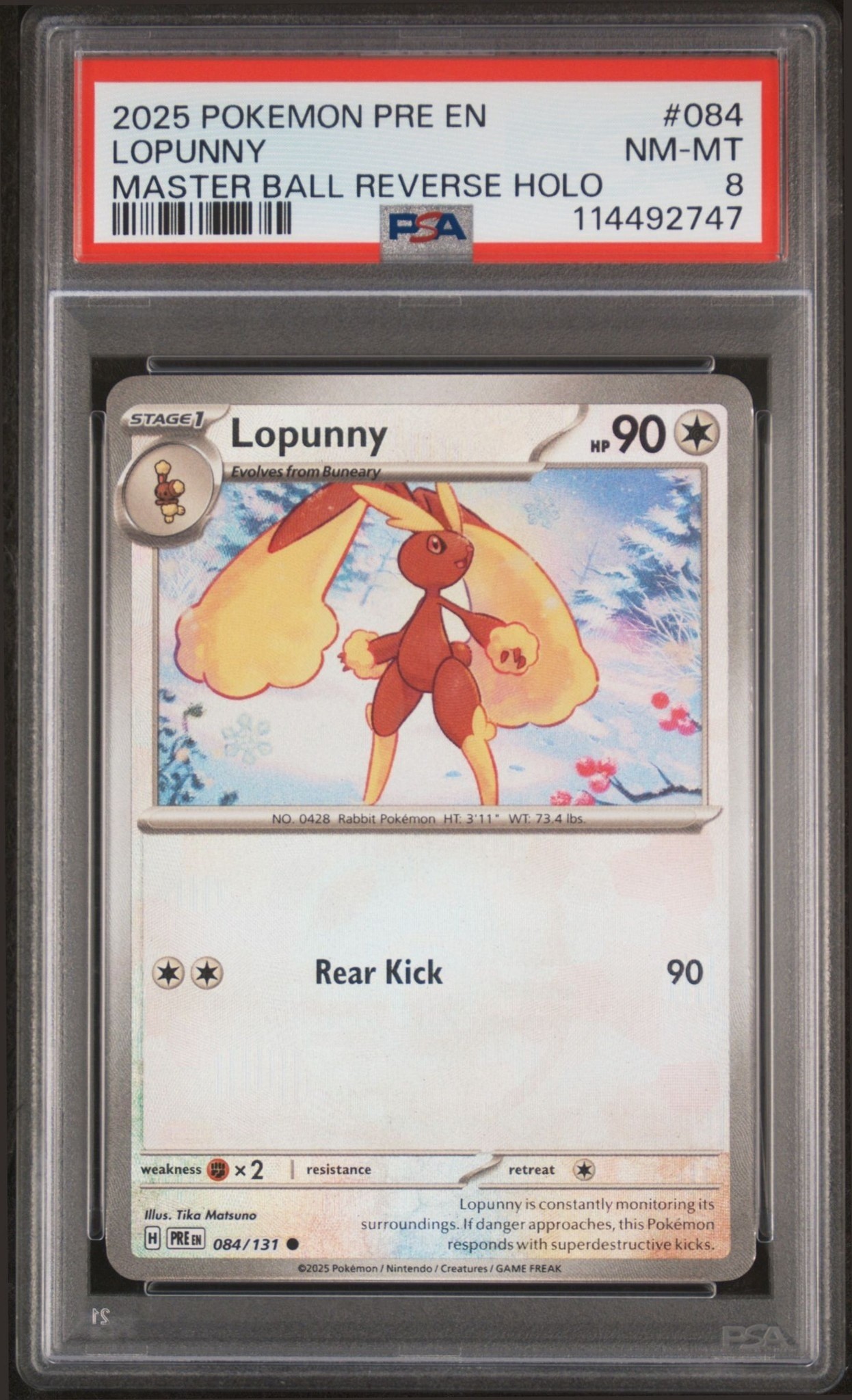 2025 pokemon Prismatic Evolutions Lopunny #084/131
