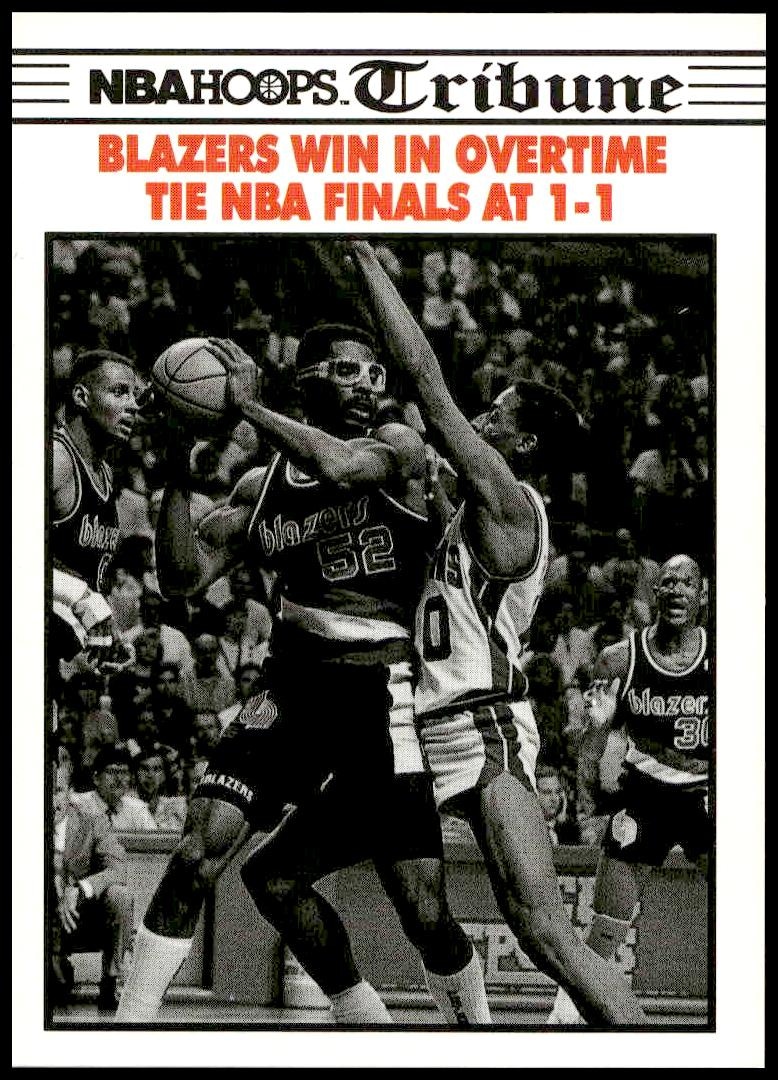 1990-91 SkyBox NBA Hoops Blazers Win In Overtime - Tie Nba Finals At 1-1 #338 trading card