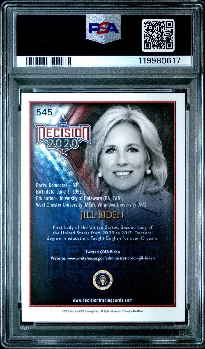 2020 Leaf Decision Jill Biden #545 political trading card back