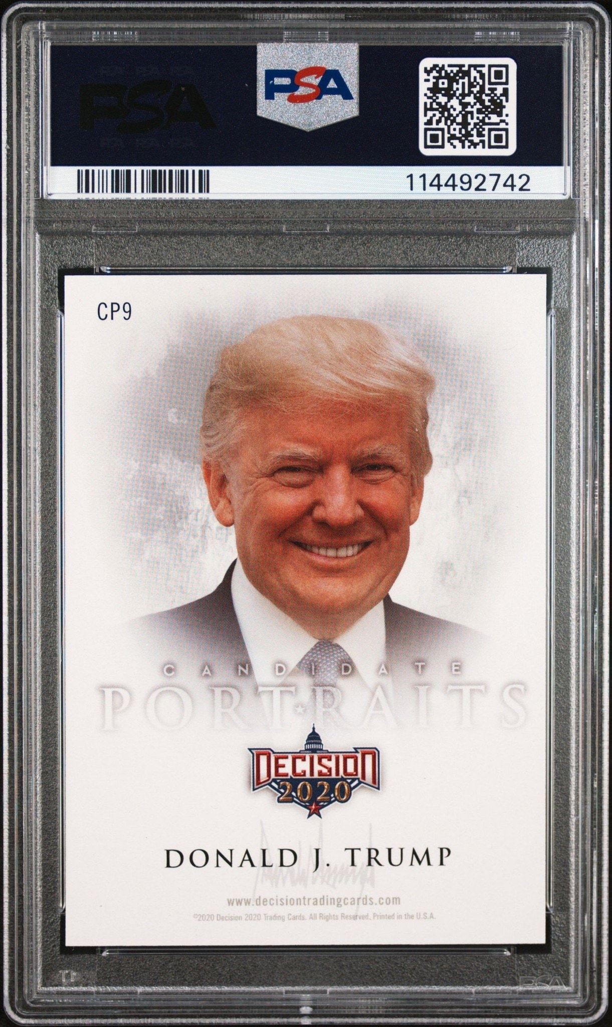 2022 Leaf Decision Vault Donald Trump #CP9 political trading card back