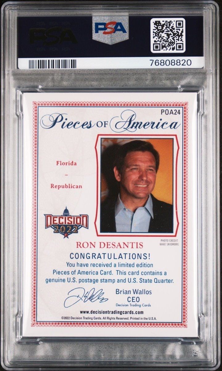 2022 Leaf Decision Ron Desantis #POA24 political trading card back
