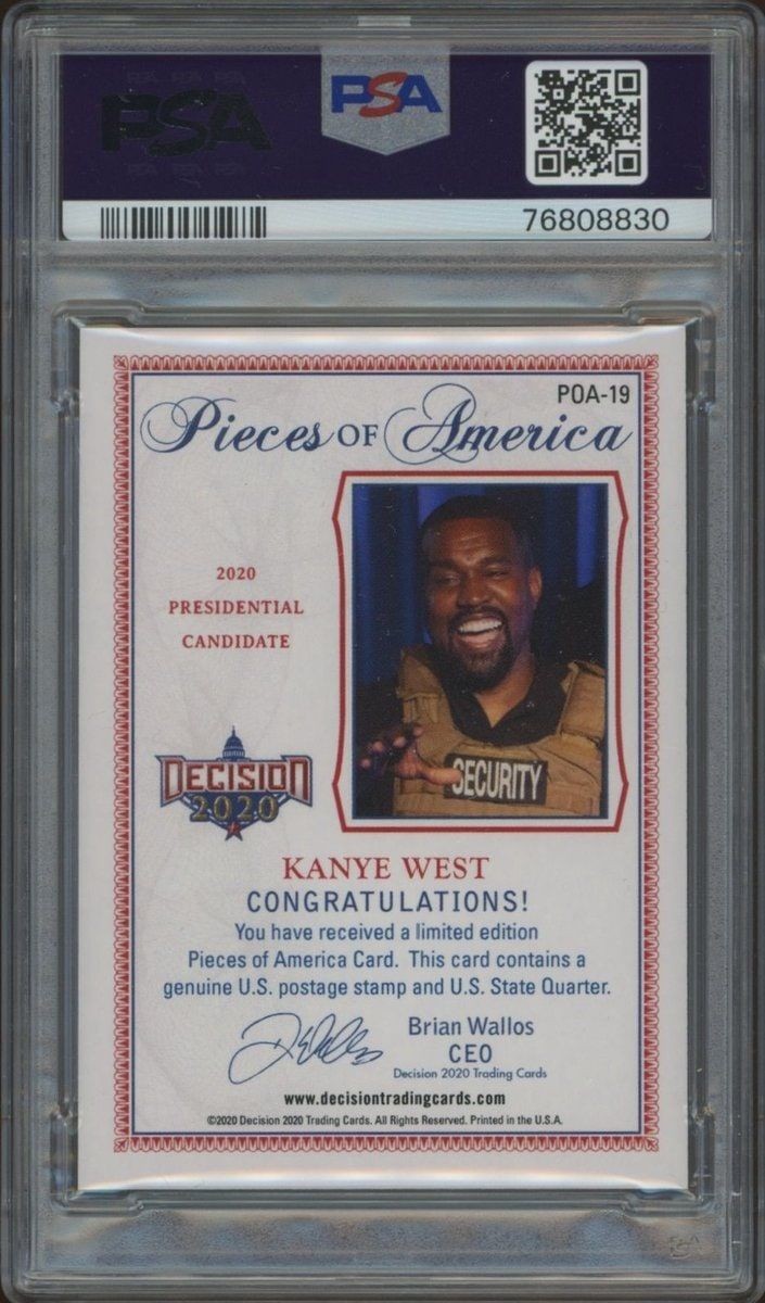 2020 Leaf Decision Series 2 Kanye West #POA-19 political trading card back