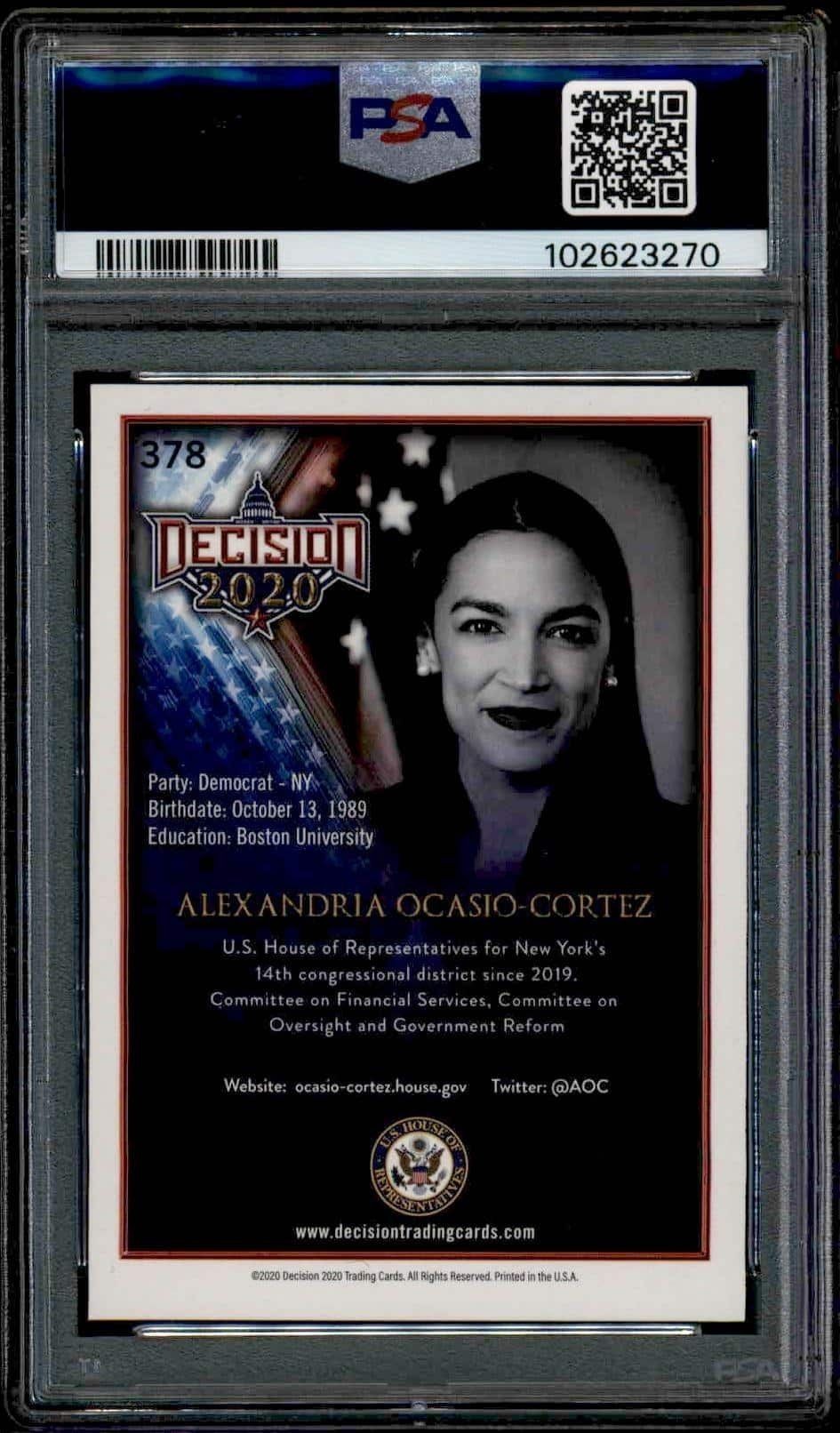 2020 Leaf Decision Alexandra Ocasio-Cortez #378 political trading card back