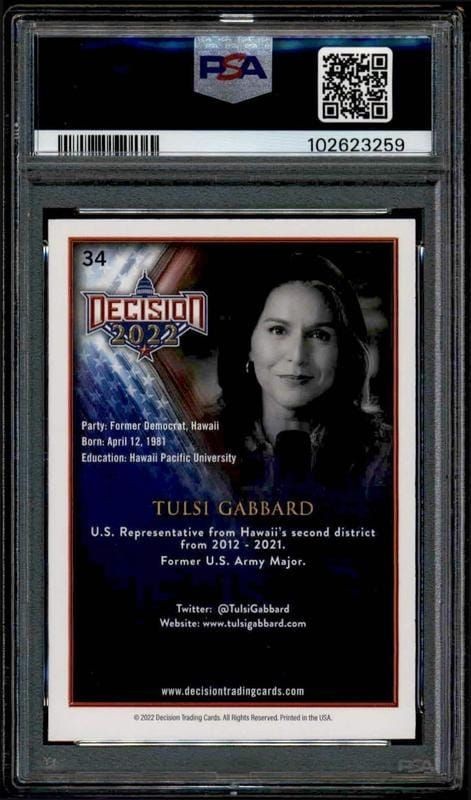 2022 Leaf Decision Tulsi Gabbard #34 political trading card back