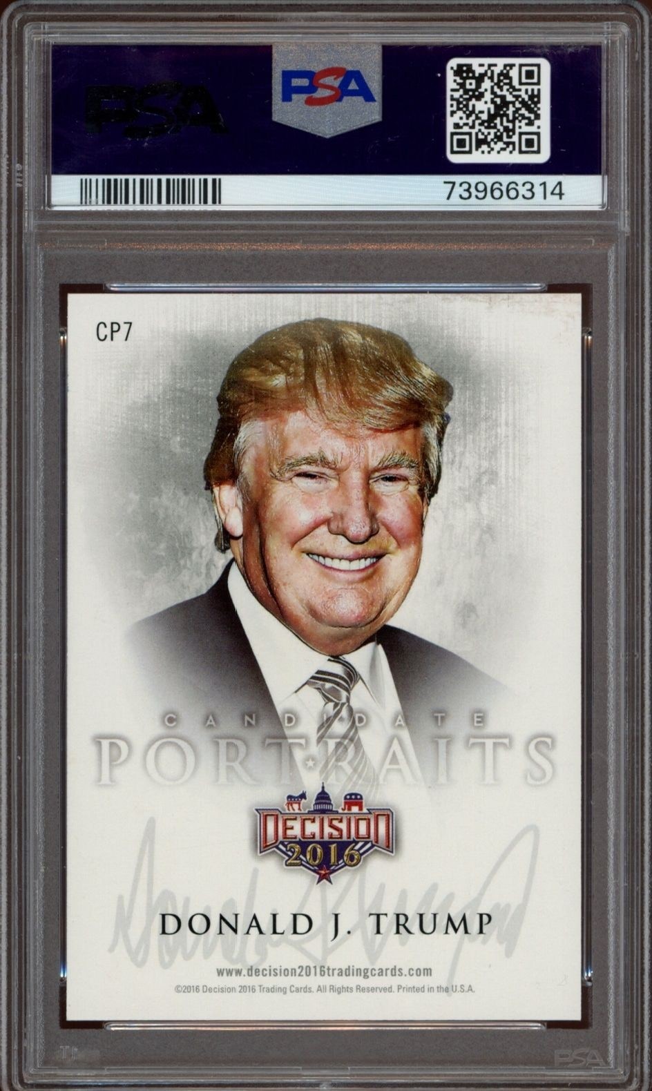 2016 Leaf Decision Donald Trump #CP7 political trading card back