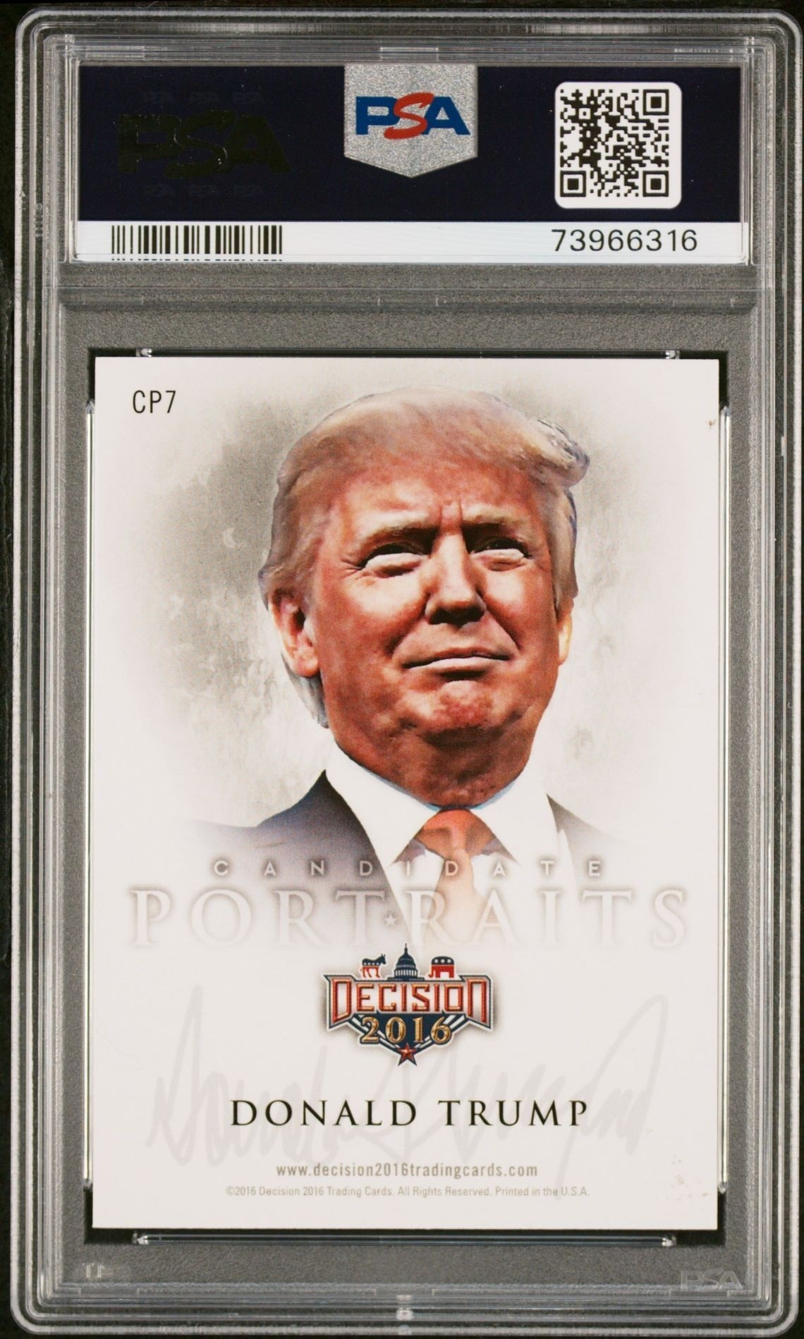 2016 Leaf Decision Donald Trump #CP7 political trading card back