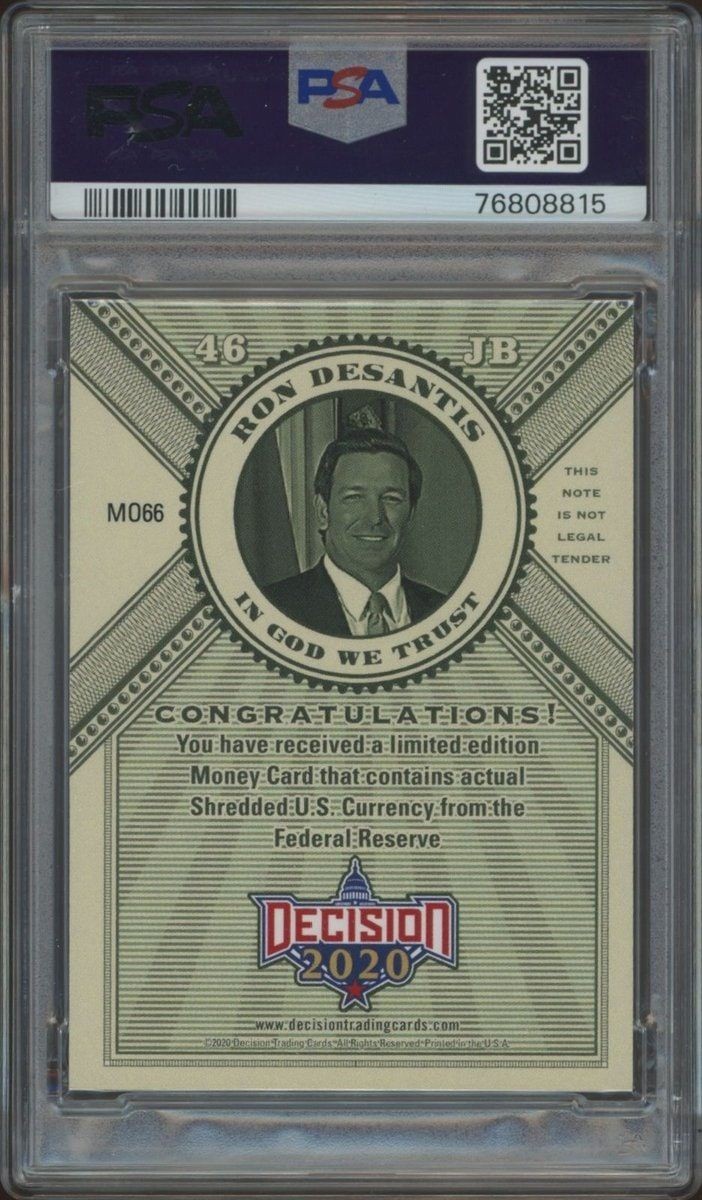 2020 Leaf Decision Ron Desantis #MO66 political trading card back