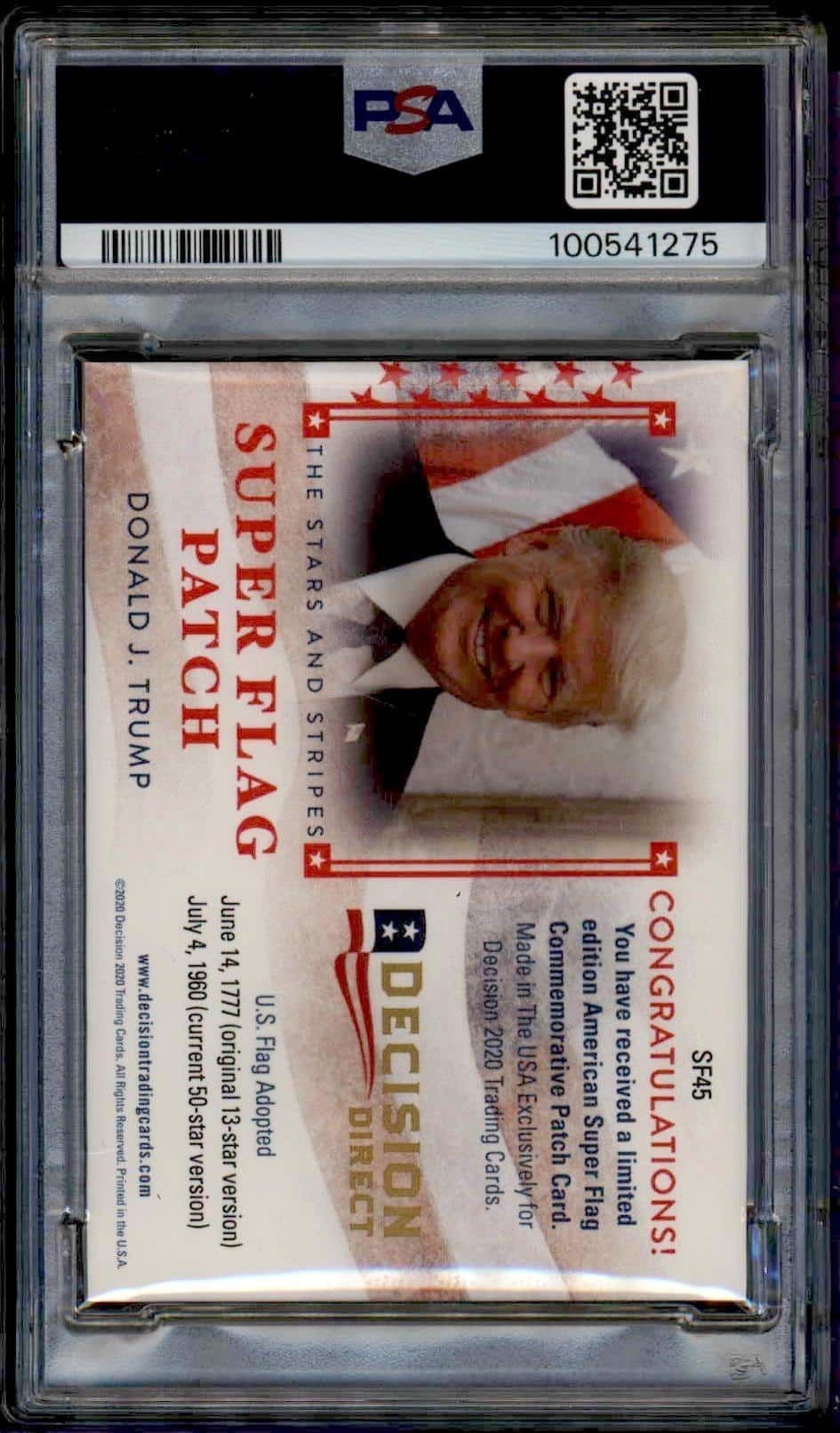 2020 Leaf Decision Direct Donald Trump #SF45 political trading card back