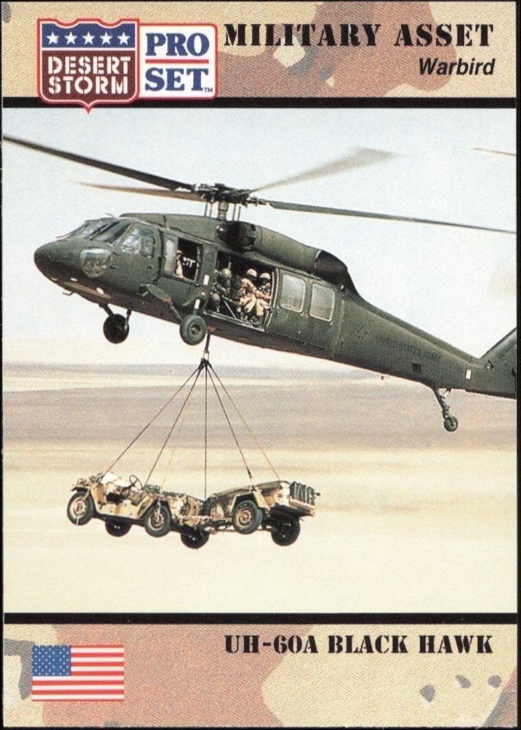 1991 Pro Set Desert Storm UH-60A Black Hawk #231 military trading card front