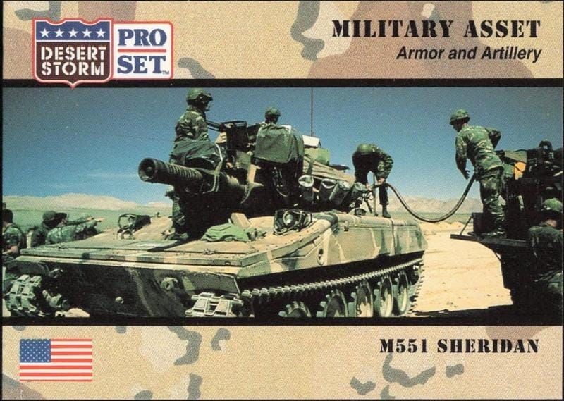 1991 Pro Set Desert Storm M551 Sheridan #210 military trading card front