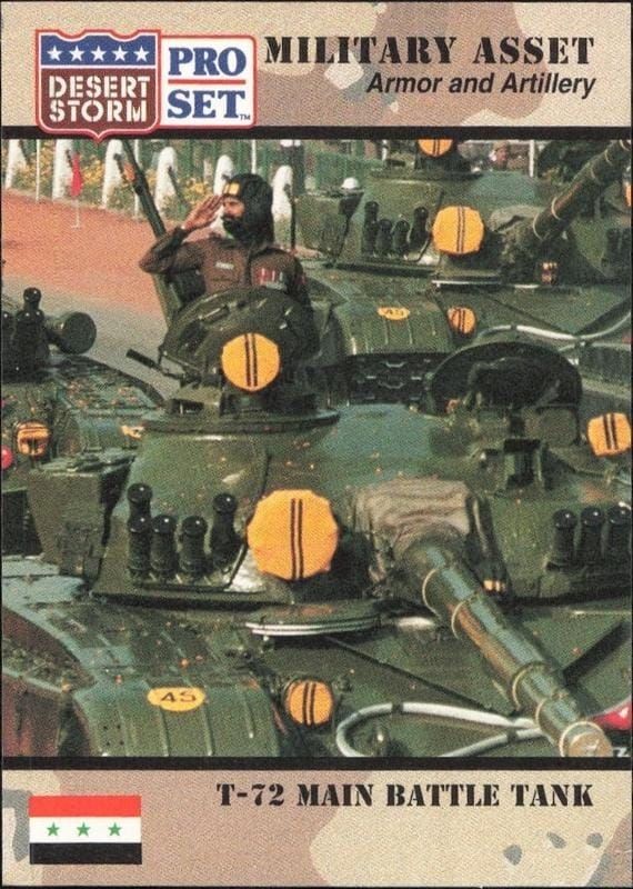 1991 Pro-Set Desert Storm T-72 Main Battle tank #202 trading card